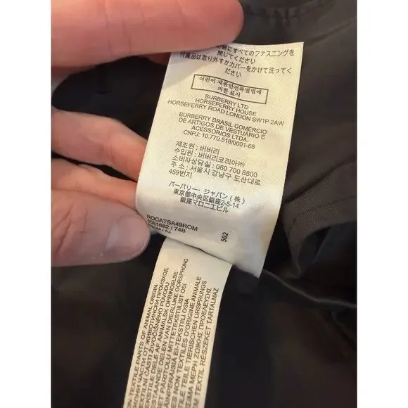 Burberry Men's Black Cotton Trench Coat Sz 46 NWT